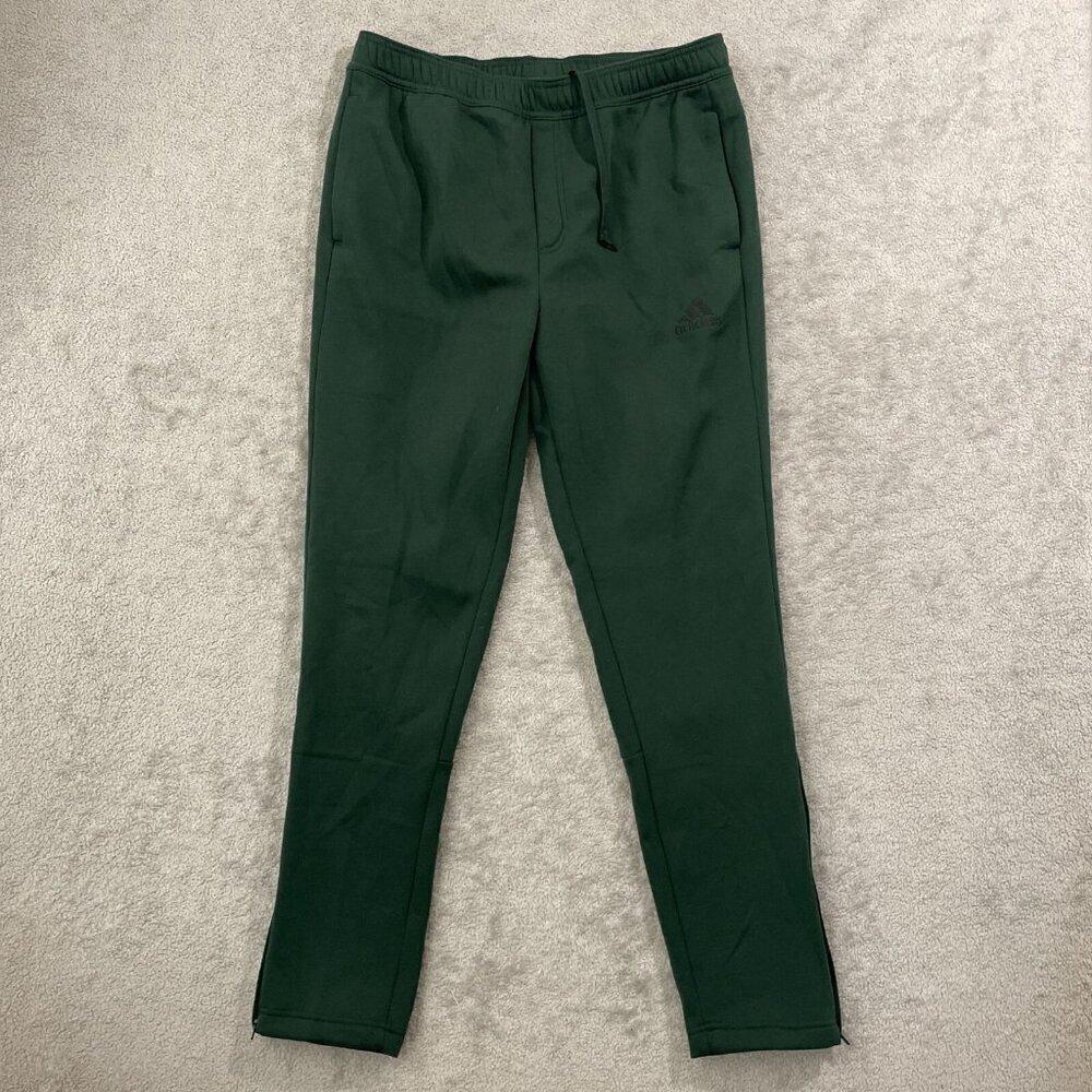 NEW Adidas Mens L Green Tapered Jogger Pants 100% Polyester Ankle Zip